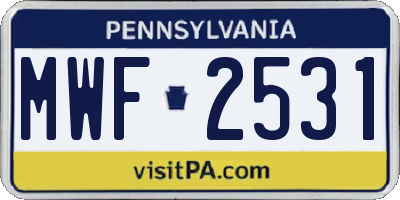 PA license plate MWF2531