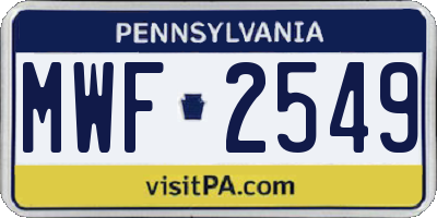 PA license plate MWF2549