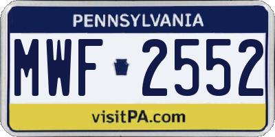 PA license plate MWF2552