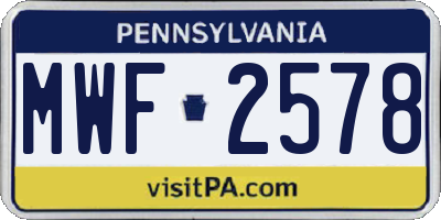 PA license plate MWF2578