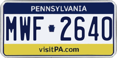 PA license plate MWF2640