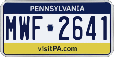 PA license plate MWF2641