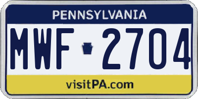 PA license plate MWF2704