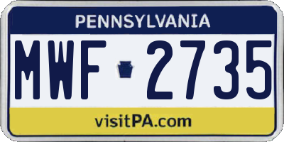 PA license plate MWF2735