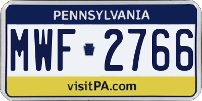 PA license plate MWF2766