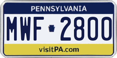 PA license plate MWF2800