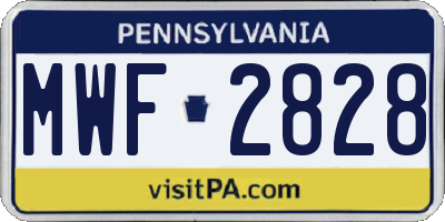 PA license plate MWF2828