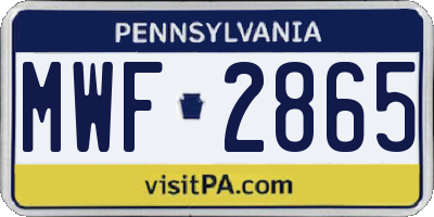 PA license plate MWF2865