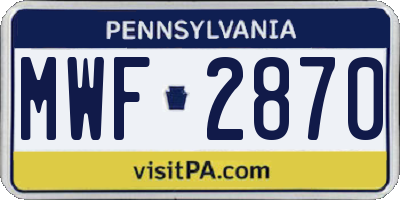 PA license plate MWF2870