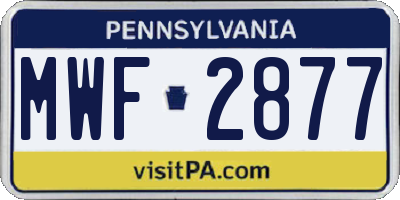 PA license plate MWF2877