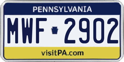 PA license plate MWF2902
