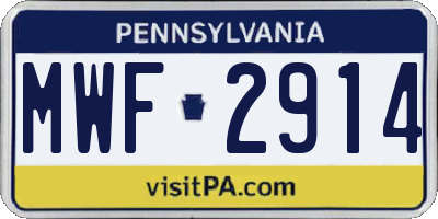 PA license plate MWF2914