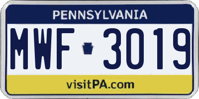 PA license plate MWF3019
