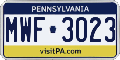 PA license plate MWF3023