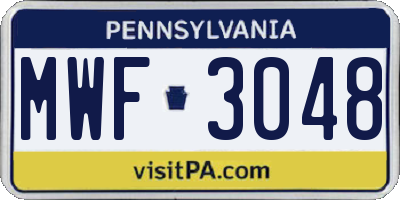 PA license plate MWF3048