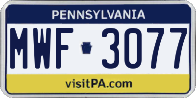 PA license plate MWF3077