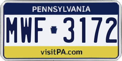 PA license plate MWF3172