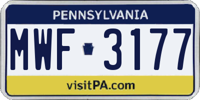 PA license plate MWF3177
