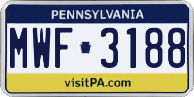 PA license plate MWF3188