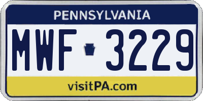 PA license plate MWF3229