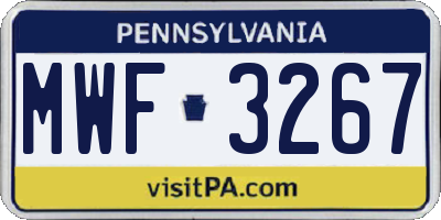 PA license plate MWF3267