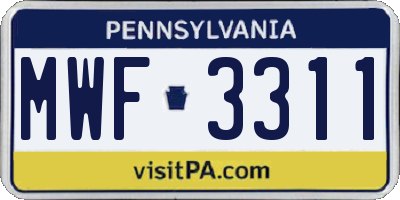PA license plate MWF3311