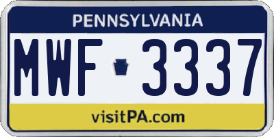 PA license plate MWF3337