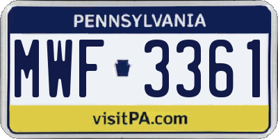 PA license plate MWF3361