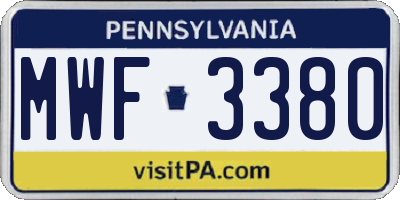PA license plate MWF3380