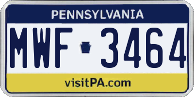 PA license plate MWF3464