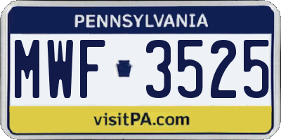 PA license plate MWF3525