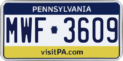 PA license plate MWF3609