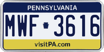 PA license plate MWF3616