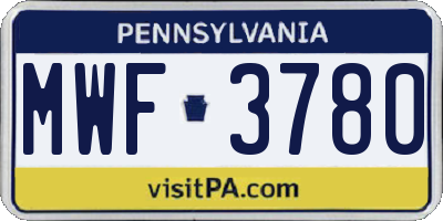 PA license plate MWF3780