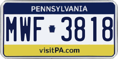 PA license plate MWF3818