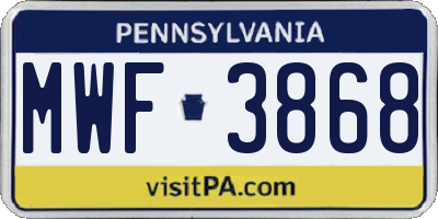 PA license plate MWF3868
