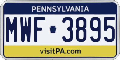 PA license plate MWF3895