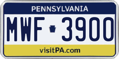 PA license plate MWF3900