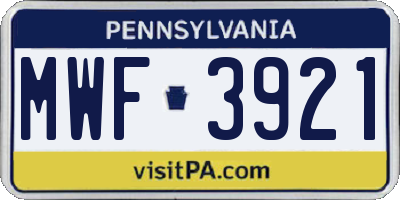 PA license plate MWF3921