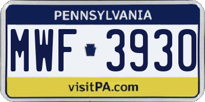 PA license plate MWF3930