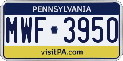 PA license plate MWF3950