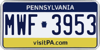PA license plate MWF3953