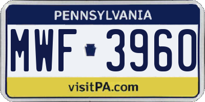 PA license plate MWF3960