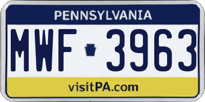 PA license plate MWF3963