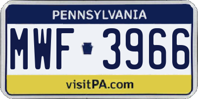 PA license plate MWF3966
