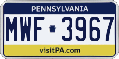 PA license plate MWF3967