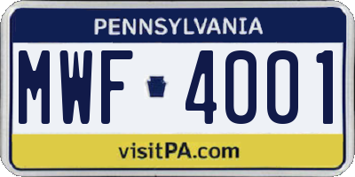 PA license plate MWF4001