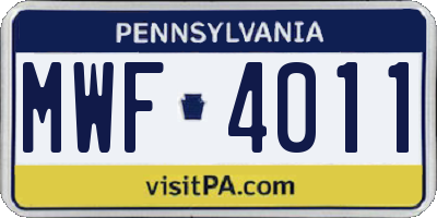 PA license plate MWF4011
