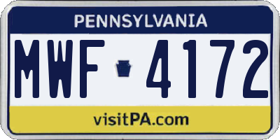 PA license plate MWF4172