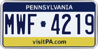 PA license plate MWF4219
